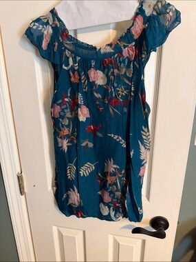 Teal Floral Off-Shoulder Women’s Top